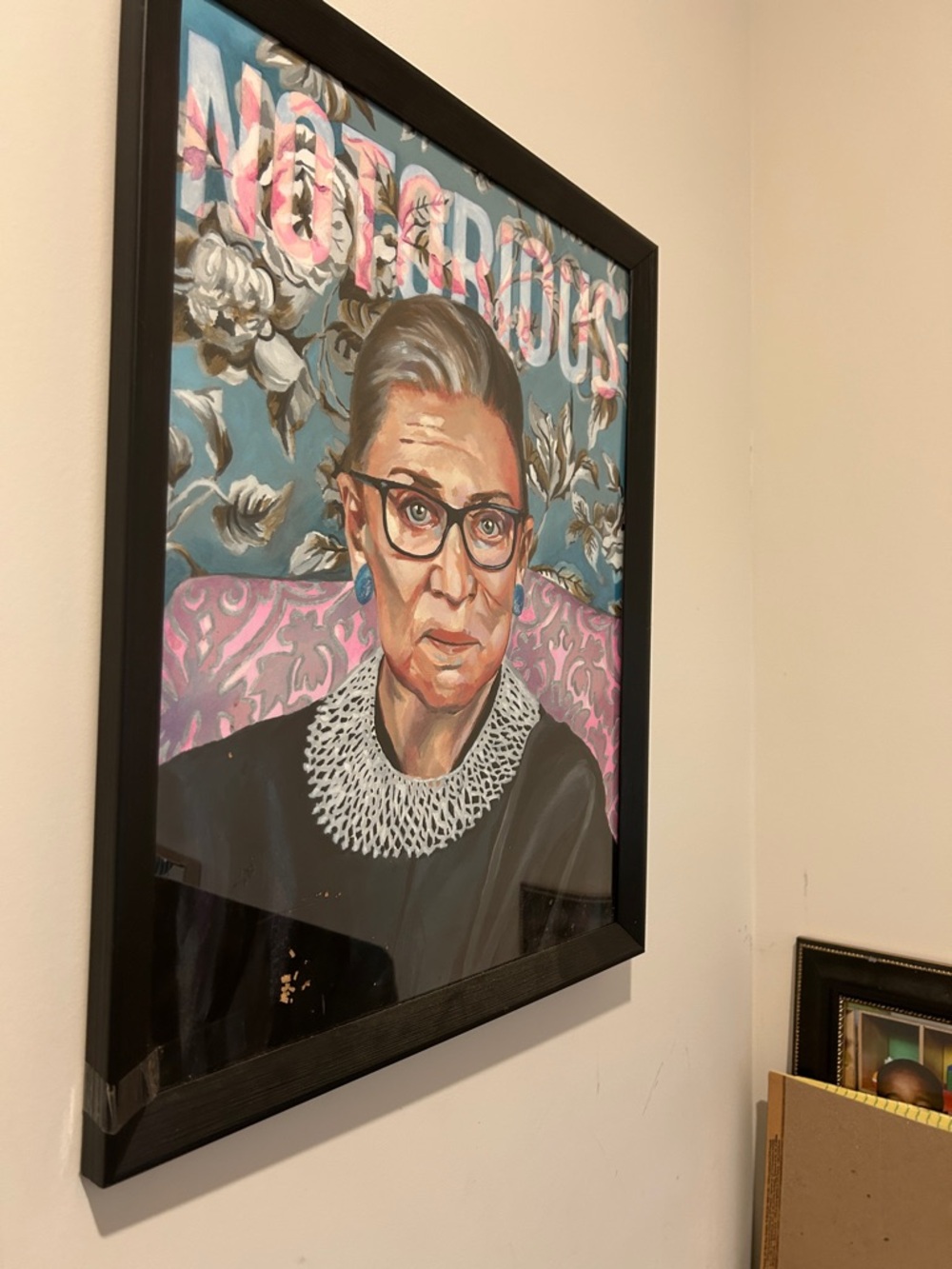 Framed Pink and Teal Portrait Art Print - Home Art
